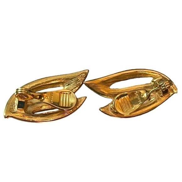 MONET | Gold-Plated Red Enamel Clip Earrings - Picture 2 of 3
